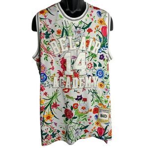 Throwback Bel Air Academy Jersey L White Floral Will Smith Fresh Prince Applique
